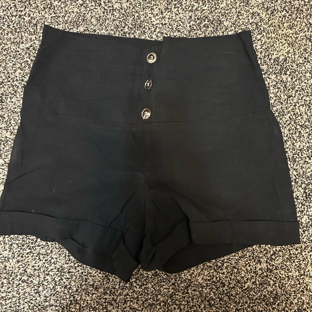 Sleek Black High Waist Shorts